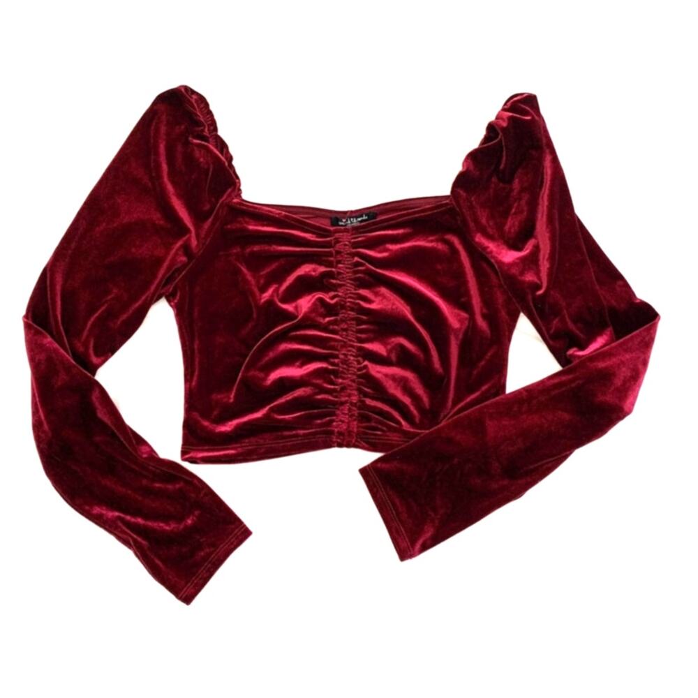 Velvet Ruched Wine Red XL Top Witchy Whimsigoth Pirate Cosplay Vampire Gothic